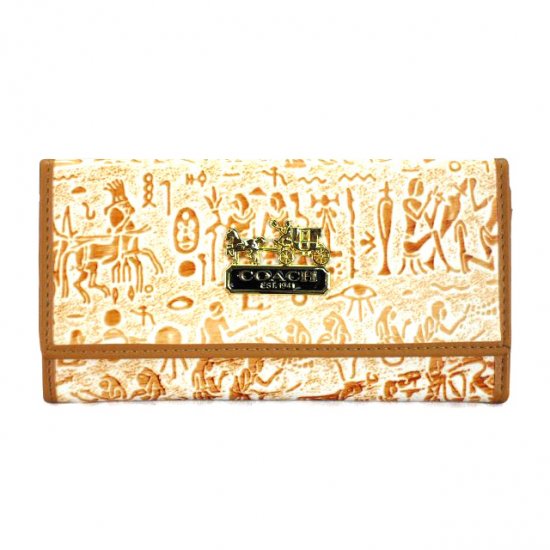 Coach Egyptian Wall Painting Large Khaki Wallets EEB | Women